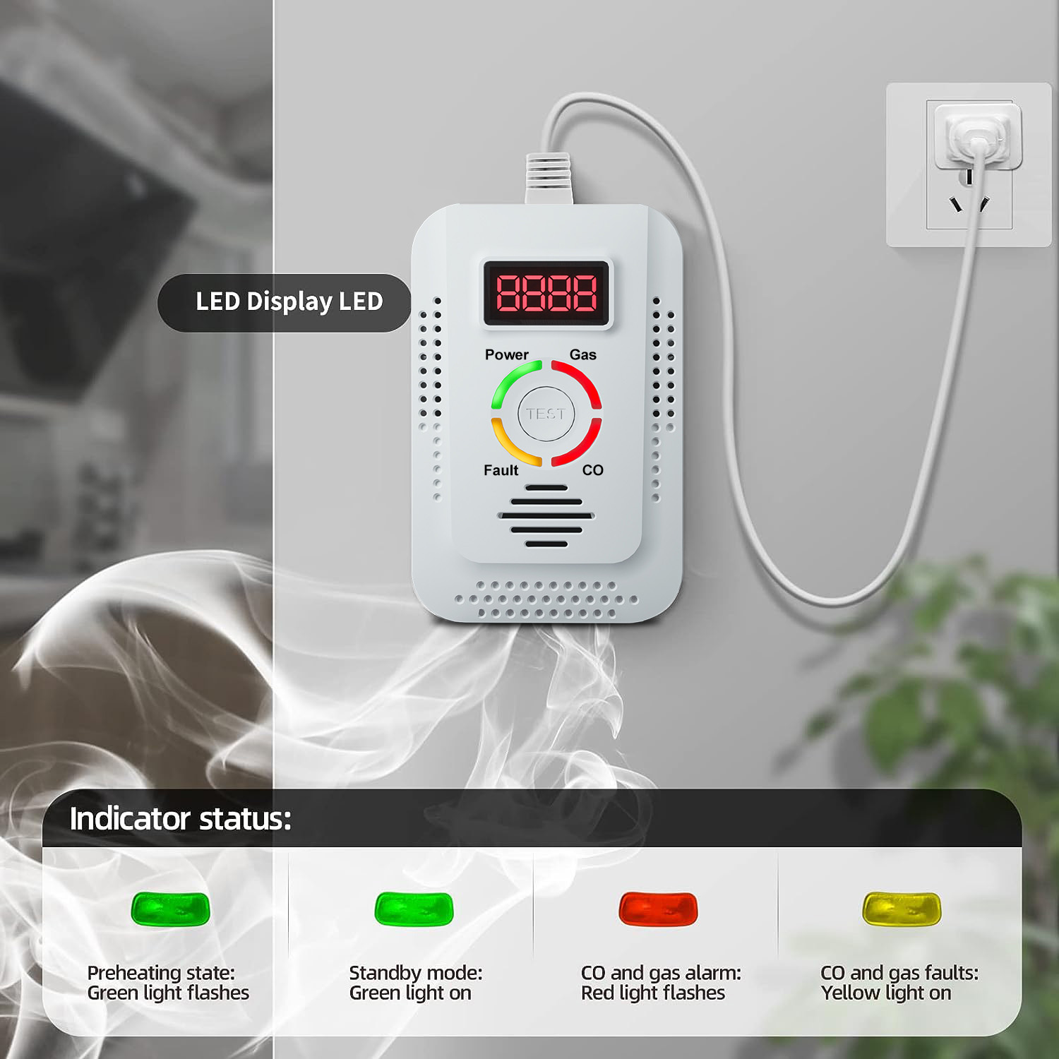 Smoke Leak Detector - Detector de Gás Natural 2 em