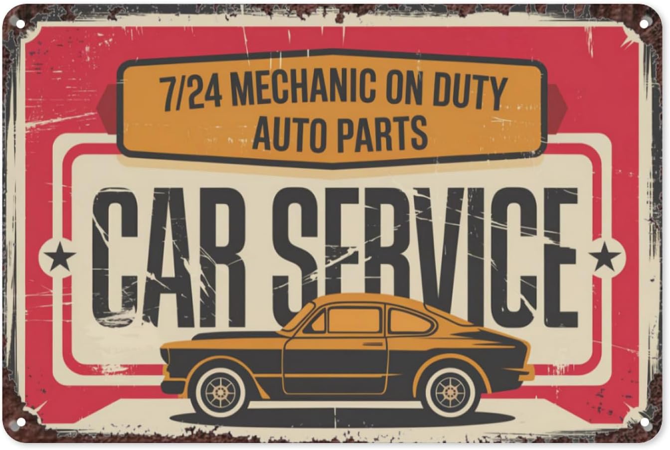 Auto Repair Shop Signs - Placa de Metal Retrô para Oficina
